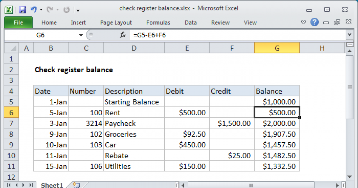 Excel Debit Credit Running Balance Template Download